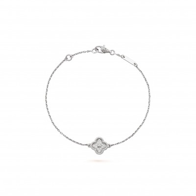 VAN CLEEF ARPELS SWEET ALHAMBRA BRACELET, 1 MOTIF - WHITE GOLD, DIAMOND  VCARO85600
